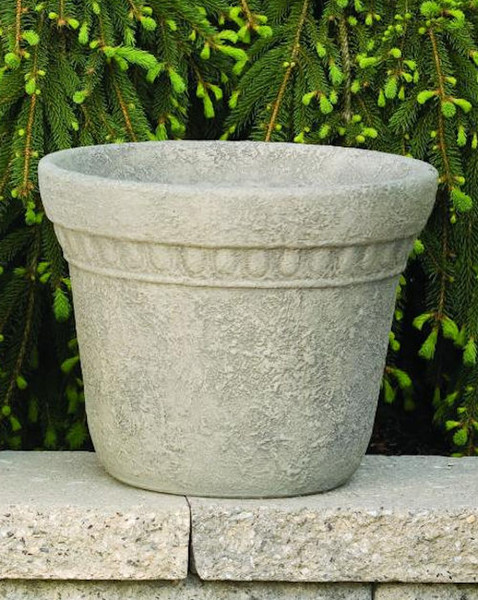 Cottage Egg and Dart Planter Ruff Texture Cement Concrete Vases